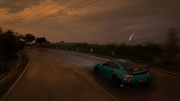 Forza Horizon 5, screen shot, video game art, Porsche 911 GT3 R
