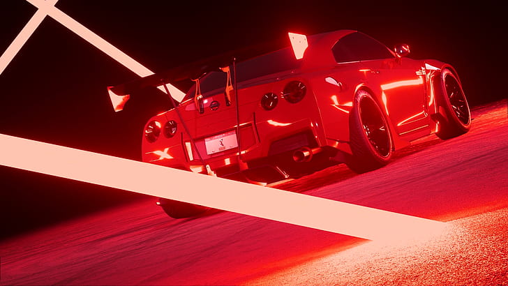 Nissan GTR, red, Rocket Bunny