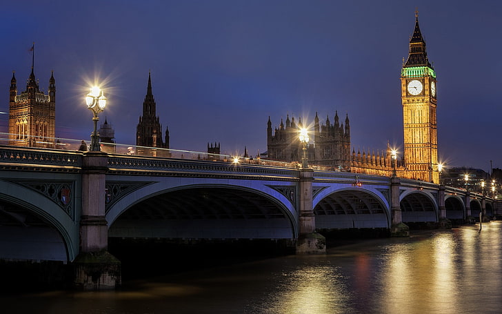 bridge, Big Ben, city, River Thames, London, UK, architecture
