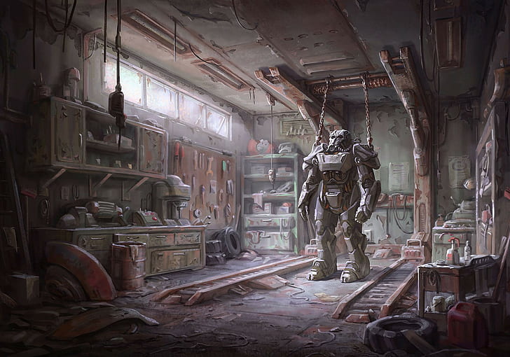 Fallout 4, Brotherhood of Steel, armor, concept art, video games, HD wallpaper