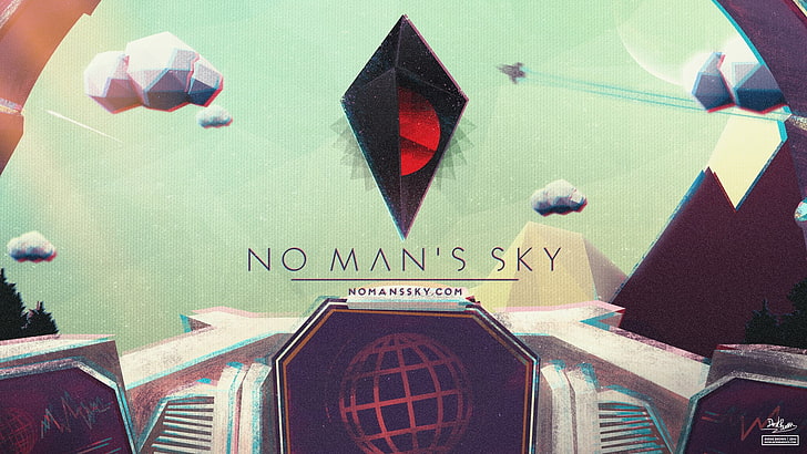 No Man's Sky logo, video games, Derek Brown, text, communication