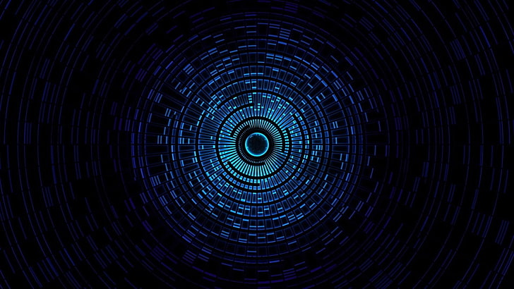 blue light tunnel-Abstract widescreen wallpaper, round gray and black graphic illustration