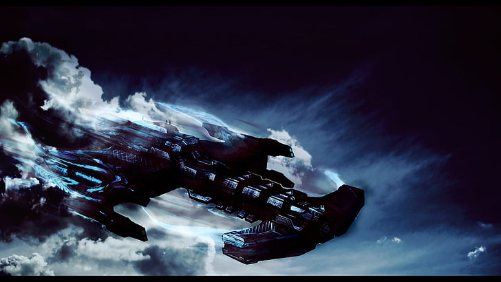 black spaceship illustration, StarCraft, hyperion, video games