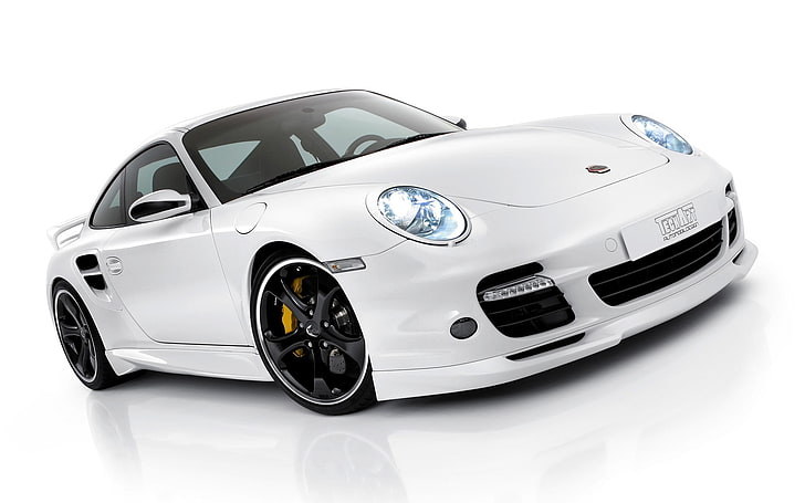Porsche 911 Turbos, white Porsche 911 coupe, Cars, white background, HD wallpaper
