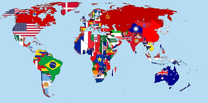 multicolored world map illustration, Flags, year, the world, countries