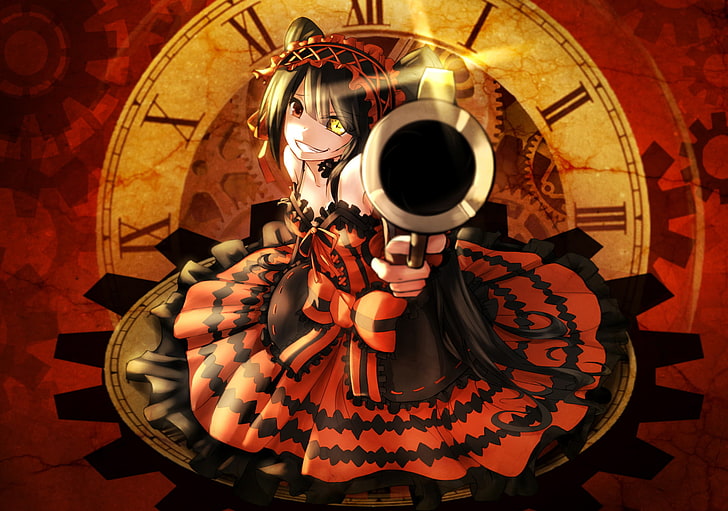 woman holding rifle character 3D wallpaper, Anime, Date A Live, HD wallpaper