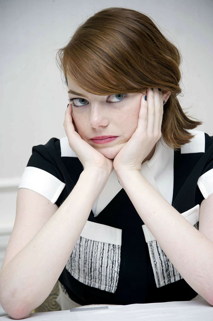 Emma Stone, green eyes, women, redhead, actress, looking away, HD wallpaper