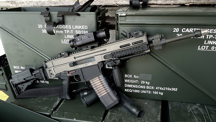 gray and black assault rifle, gun, CZ, CZ 805 BREN, military, HD wallpaper