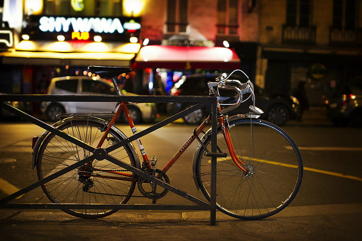 red  road bicycle  shallow focus photography, paris, paris, dustin