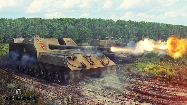 World of Tanks poster, render, wargaming, nature, forest, Obj. 268, HD wallpaper
