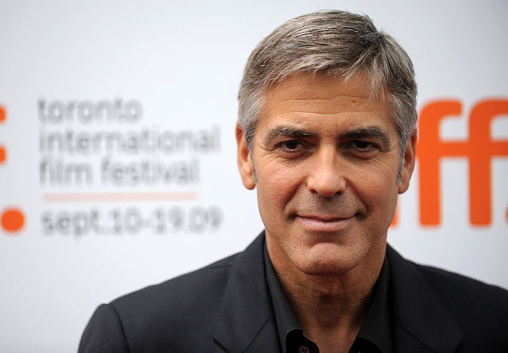 George Clooney, celebrity, actor, hollywood, smile, gray-haired, HD wallpaper