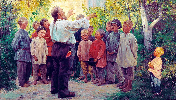 classic art, Nikolai Yaroshenko, children, men, group of people, HD wallpaper