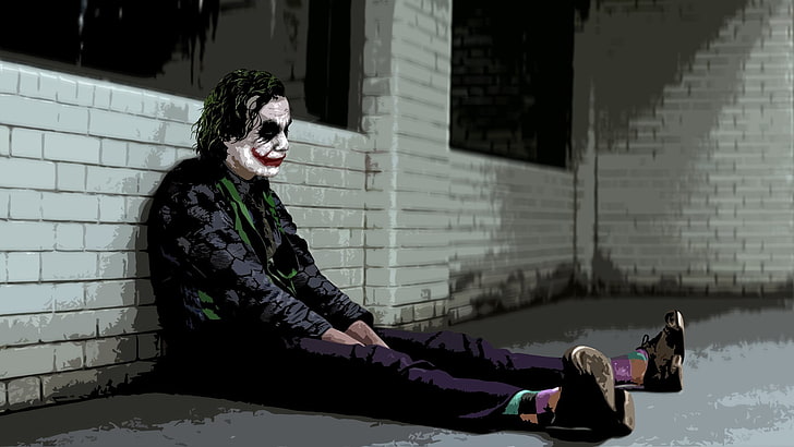 Heath Ledger Joker artwork, movies, anime, Batman, The Dark Knight, HD wallpaper