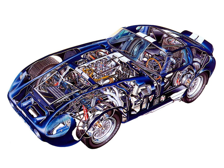 1964, cobra, coupe, cutaway, daytona, interior, race, racing, HD wallpaper
