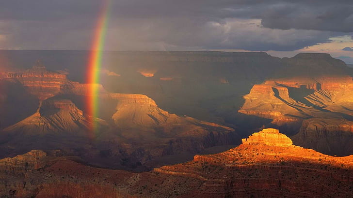 landscape, canyon, rainbows, Grand Canyon