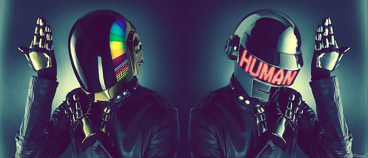two black helmets, daft punk, style, music, armed Forces, men