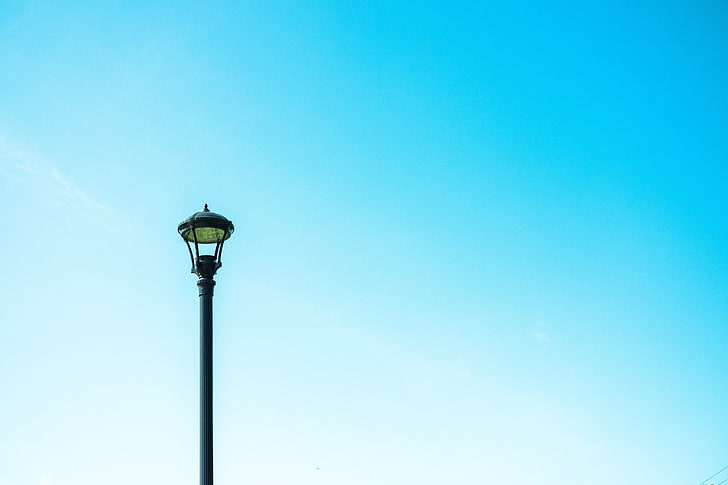 black light post, pillar, sky, minimalism, electric Lamp, street Light, HD wallpaper