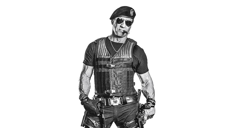 pose, weapons, The Expendables, Sylvester Stallone, Barney Ross