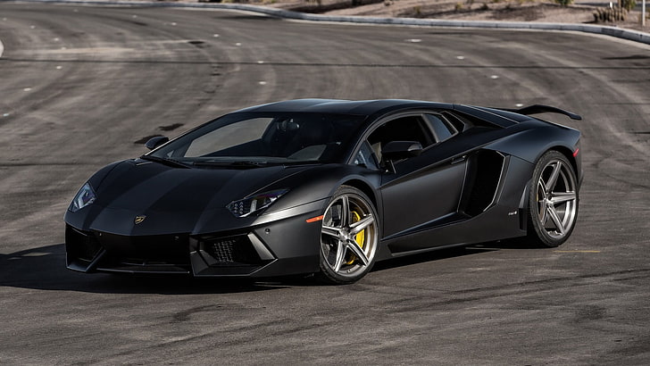 black Lamborghini car, Lamborghini Aventador, supercars, motor vehicle, HD wallpaper