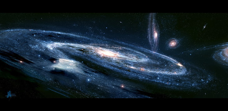 illustration of galaxy, JoeyJazz, spacescapes, space art, digital art, HD wallpaper