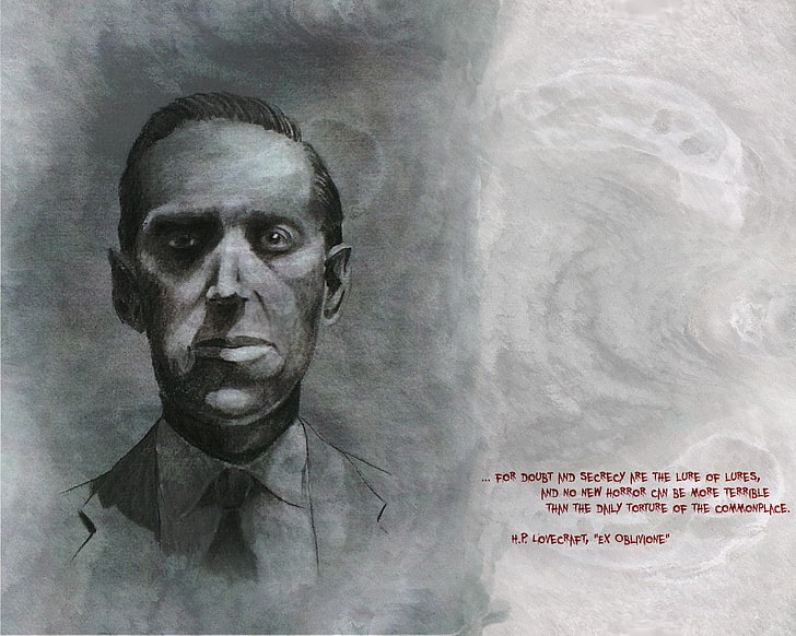 quote, Howard Phillips Lovecraft, text, digital composite, portrait