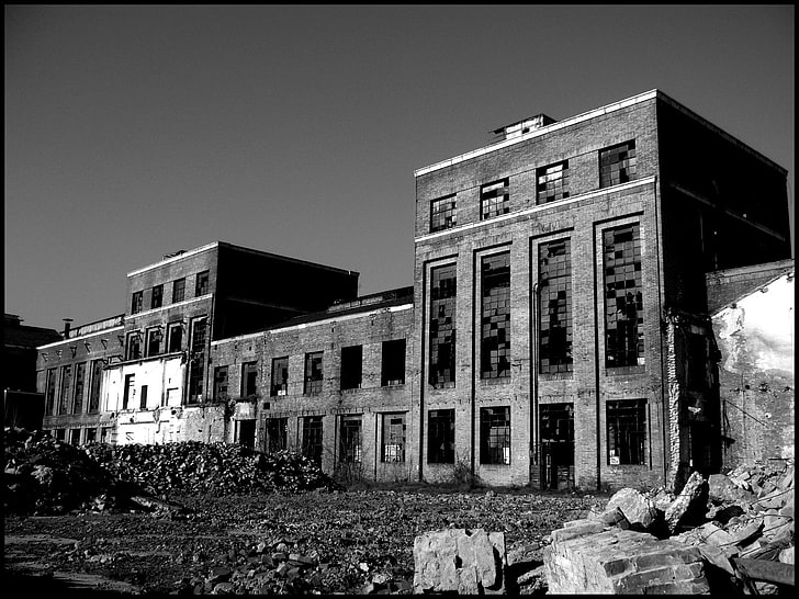 dark, ruin, monochrome, building, old building, abandoned, urban decay, HD wallpaper