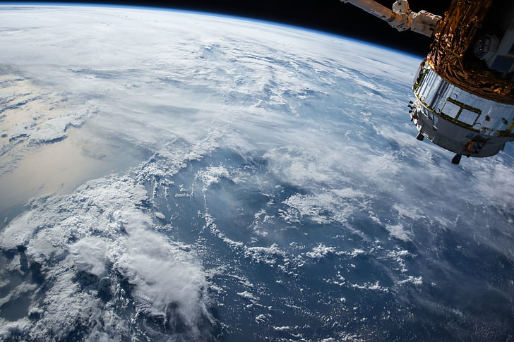NASA, space, clouds, nature, ISS, Earth, HD wallpaper
