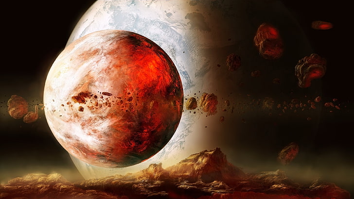 red planet, artwork, digital art, space, astronomy, no people, HD wallpaper