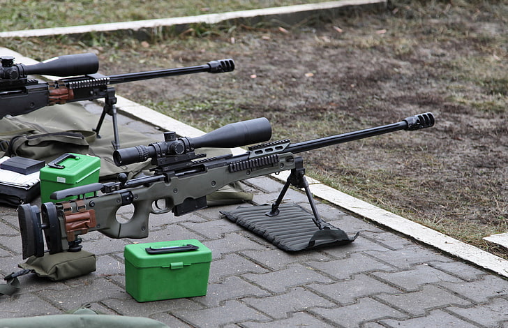 two gray sniper rifles, awp, awm, Arctic Warfare Magnum, accuracy international aw.338