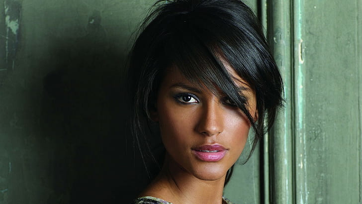 Emanuela de Paula, model, women, brunette, face, black, HD wallpaper