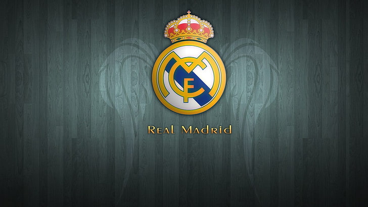 real madrid logo, communication, text, sign, no people, western script, HD wallpaper