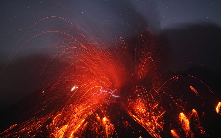 Sakurajima Volcano eruption, magma splash, Japan
