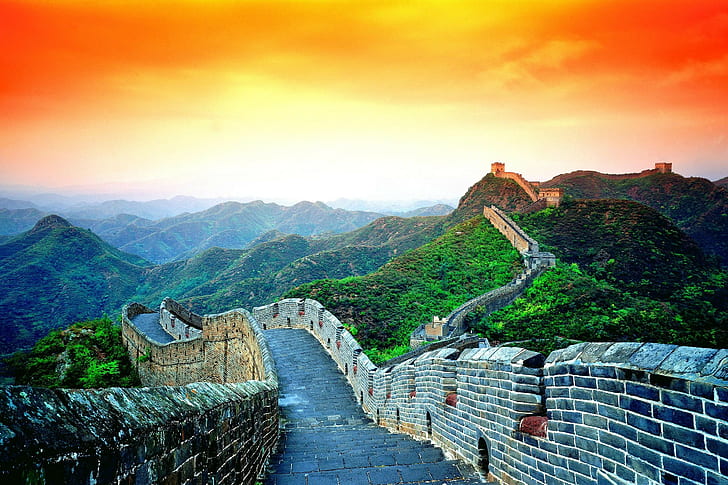 arquitectura, china, gran, muralla, oriental