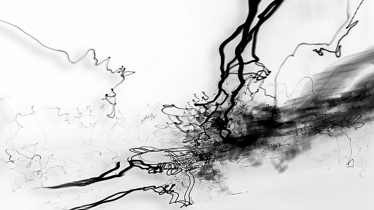 Abstract, Digital Art, Black And White, Painting, HD wallpaper