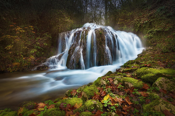 nature, long exposure, waterfall, forest, scenics - nature, HD wallpaper