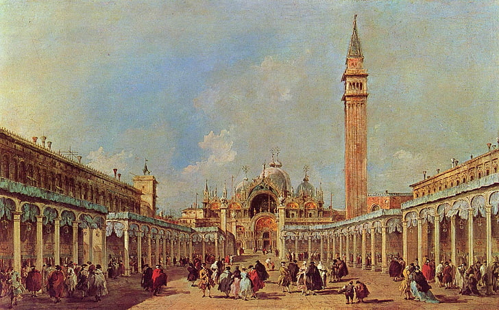 The Festival at Piazza San Marco painting, people, picture, area, HD wallpaper