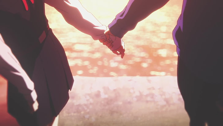 Tamako Market, real people, two people, holding hands, midsection