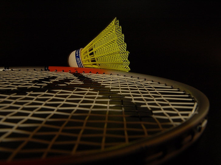 badminton, no people, yellow, pattern, wicker, black background, HD wallpaper