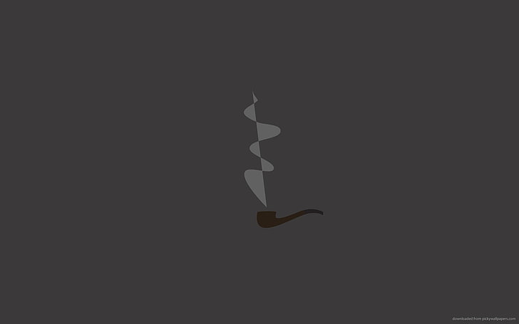black tobacco pipe illustration, pipes, minimalism, simple background