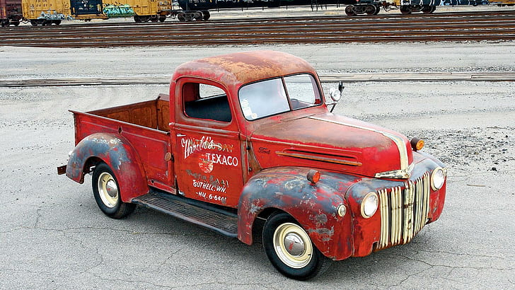1947 Ford Pickup, vintage, classic, texaco, antique, truck, cars, HD wallpaper
