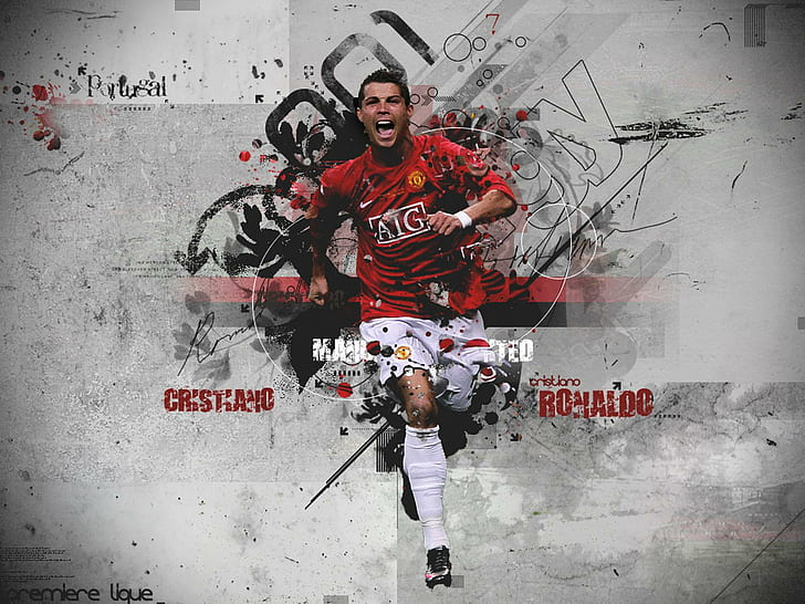 Red Devil Cristiano Ronaldo, soccer player print, celebrity, celebrities, HD wallpaper