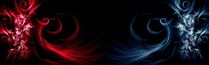 digital art, fire, ice, abstract, shape, motion, red, black background, HD wallpaper