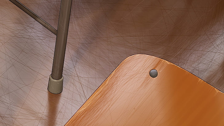 brown wooden table with black metal base, digital art, texture, HD wallpaper