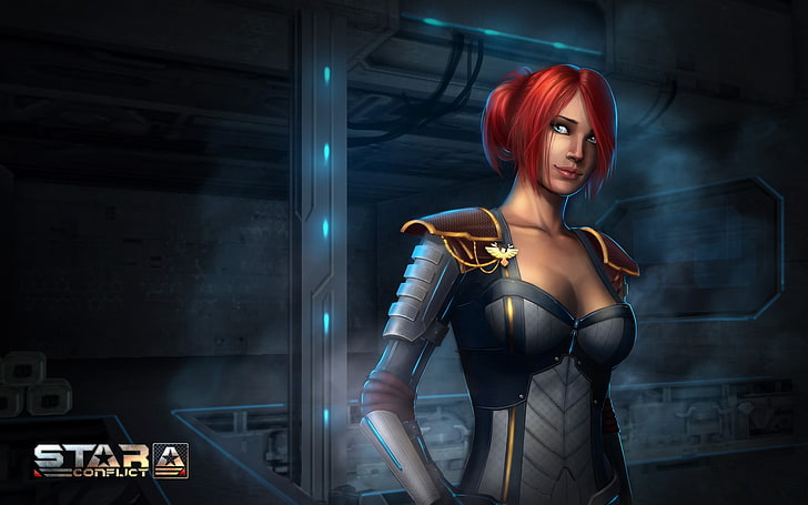 space, video games, women, redhead, Star conflict, one person, HD wallpaper