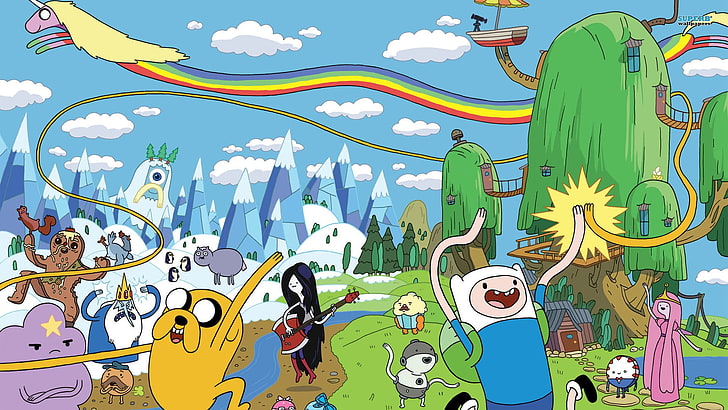 Adventure Time poster, cartoon, Marceline the vampire queen, Jake the Dog, HD wallpaper