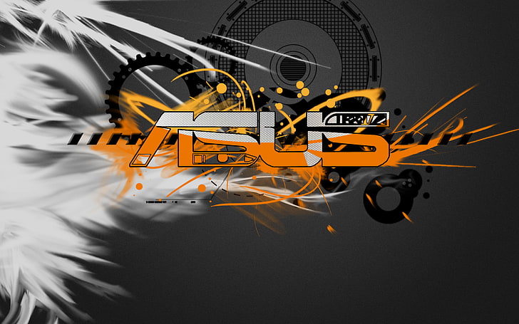 Asus, orange and black Asus digital wallpaper, Computers, logo, HD wallpaper