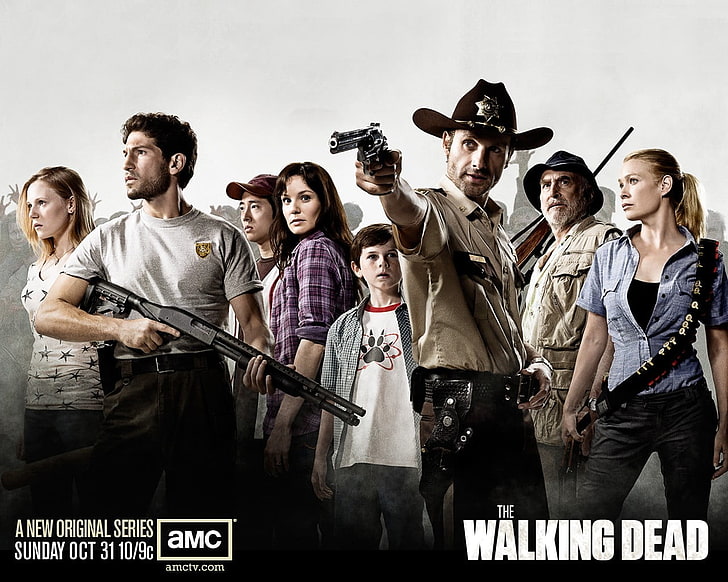 The Walking Dead poster, Steven Yeun, tv series, group of people, HD wallpaper