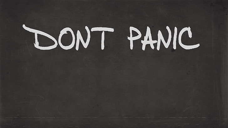 Dont Panic text, minimalism, The Hitchhiker's Guide to the Galaxy, HD wallpaper