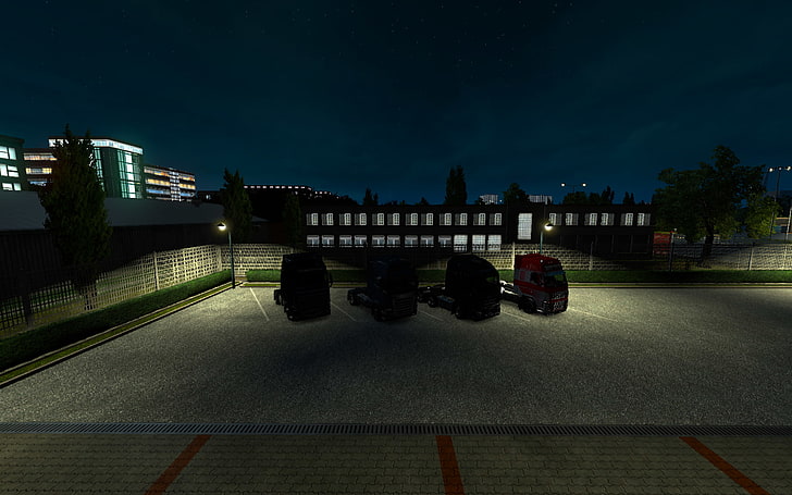 Euro Truck Simulator 2, video games, night, Sun, morning, road