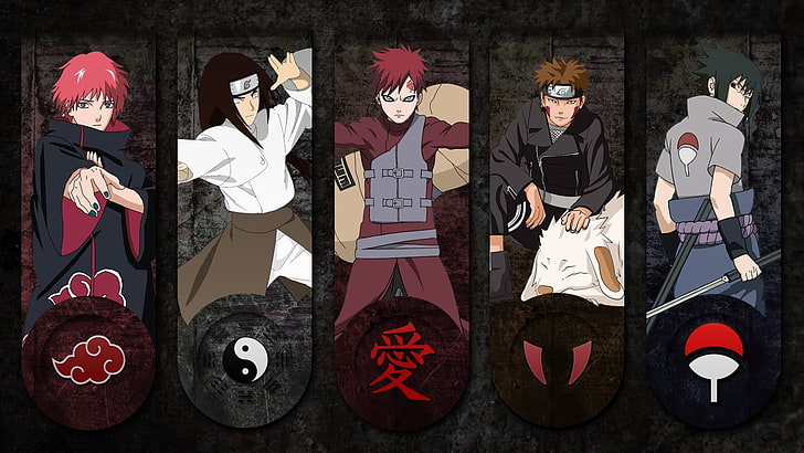 Naruto characters wallpaper, Kiba, sword, logo, game, Sasuke
